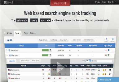 Free search engine rank tracker SEscout 