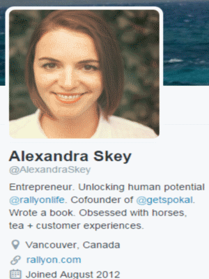 Alexandra Skey twitter profile