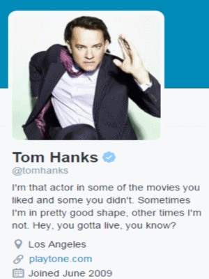 tom hanks twitter profile